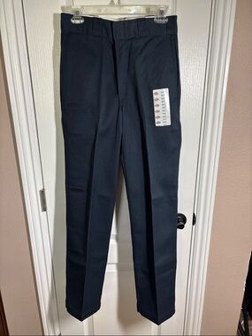 Dickies Men's Dark Navy Flat Front Straight-Leg Chino Work Pants Size 29x32 NWT